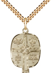 [4234GF/24G] 14kt Gold Filled Presbyterian Pendant on a 24 inch Gold Plate Heavy Curb chain