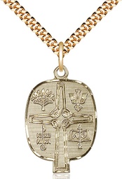 [4234GF/24G] 14kt Gold Filled Presbyterian Pendant on a 24 inch Gold Plate Heavy Curb chain