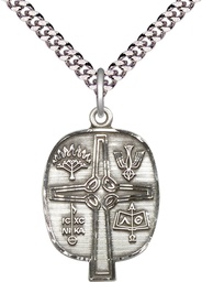 [4234SS/24S] Sterling Silver Presbyterian Pendant on a 24 inch Light Rhodium Heavy Curb chain