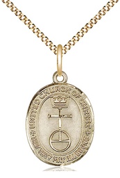 [4236GF/18G] 14kt Gold Filled United Church of Christ Pendant on a 18 inch Gold Plate Light Curb chain