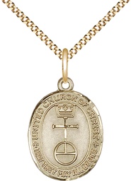 [4236GF/18G] 14kt Gold Filled United Church of Christ Pendant on a 18 inch Gold Plate Light Curb chain