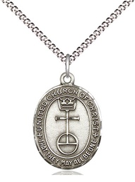 [4236SS/18S] Sterling Silver United Church of Christ Pendant on a 18 inch Light Rhodium Light Curb chain