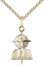 [4238GF/18G] 14kt Gold Filled Southern Baptist Pendant on a 18 inch Gold Plate Light Curb chain