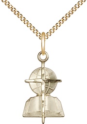 [4238GF/18G] 14kt Gold Filled Southern Baptist Pendant on a 18 inch Gold Plate Light Curb chain