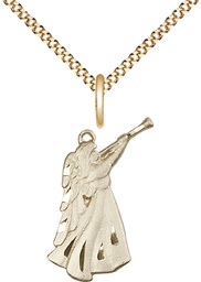 [4240GF/18G] 14kt Gold Filled Guardian Angel Pendant on a 18 inch Gold Plate Light Curb chain