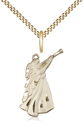 [4240GF/18G] 14kt Gold Filled Guardian Angel Pendant on a 18 inch Gold Plate Light Curb chain