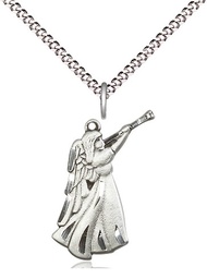 [4240SS/18S] Sterling Silver Guardian Angel Pendant on a 18 inch Light Rhodium Light Curb chain