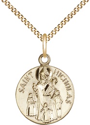 [4244GF/18G] 14kt Gold Filled Saint Nicholas Pendant on a 18 inch Gold Plate Light Curb chain