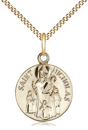[4244GF/18G] 14kt Gold Filled Saint Nicholas Pendant on a 18 inch Gold Plate Light Curb chain