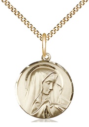 [4249GF/18G] 14kt Gold Filled Sorrowful Mother Pendant on a 18 inch Gold Plate Light Curb chain
