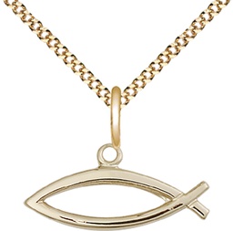 [4250GF/18G] 14kt Gold Filled Fish Pendant on a 18 inch Gold Plate Light Curb chain