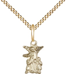 [4253GF/18G] 14kt Gold Filled Guardian Angel Pendant on a 18 inch Gold Plate Light Curb chain