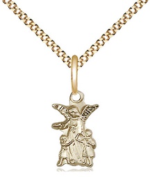 [4253GF/18G] 14kt Gold Filled Guardian Angel Pendant on a 18 inch Gold Plate Light Curb chain
