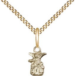 [4254GF/18G] 14kt Gold Filled Littlest Angel Pendant on a 18 inch Gold Plate Light Curb chain