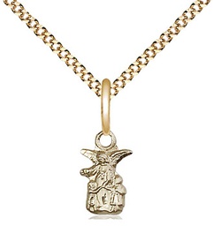 [4254GF/18G] 14kt Gold Filled Littlest Angel Pendant on a 18 inch Gold Plate Light Curb chain