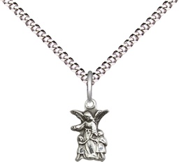 [4254SS/18S] Sterling Silver Littlest Angel Pendant on a 18 inch Light Rhodium Light Curb chain