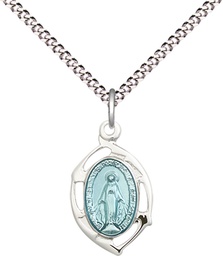 [4258MSS/18S] Sterling Silver Miraculous Leaf Pendant on a 18 inch Light Rhodium Light Curb chain