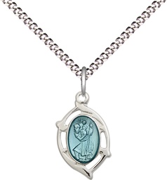 [4259SS/18S] Sterling Silver Saint Christopher Pendant on a 18 inch Light Rhodium Light Curb chain