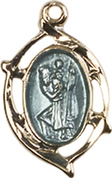 [4259SSG] Gold Plate Sterling Silver Saint Christopher Medal