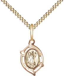 [4259SSG/18G] Gold Plate Sterling Silver Saint Christopher Pendant on a 18 inch Gold Plate Light Curb chain