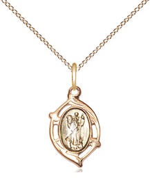 [4259SSG/18GF] Gold Plate Sterling Silver Saint Christopher Pendant on a 18 inch Gold Filled Light Curb chain