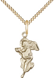 [4260GF/18G] 14kt Gold Filled Guardian Angel Pendant on a 18 inch Gold Plate Light Curb chain