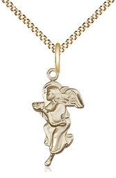 [4260GF/18G] 14kt Gold Filled Guardian Angel Pendant on a 18 inch Gold Plate Light Curb chain