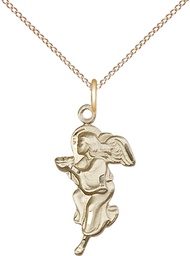 [4260GF/18GF] 14kt Gold Filled Guardian Angel Pendant on a 18 inch Gold Filled Light Curb chain