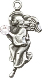 [4260SS-STN4] Sterling Silver Guardian Angel Medal with a 3mm Crystal Swarovski stone