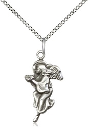 [4260SS/18SS] Sterling Silver Guardian Angel Pendant on a 18 inch Sterling Silver Light Curb chain
