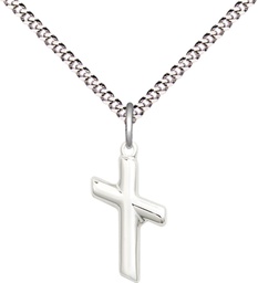 [4261SS/18S] Sterling Silver Cross Pendant on a 18 inch Light Rhodium Light Curb chain