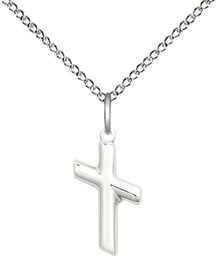 [4261SS/18SS] Sterling Silver Cross Pendant on a 18 inch Sterling Silver Light Curb chain