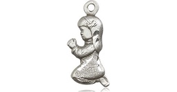 [4262SS] Sterling Silver Praying Girl Medal