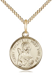 [4267GF/18G] 14kt Gold Filled Saint Philomena Pendant on a 18 inch Gold Plate Light Curb chain