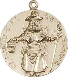 [4268GF] 14kt Gold Filled Saint NiC_x0003_B1o de Atocha Medal