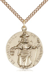 [4268GF/24GF] 14kt Gold Filled Saint NiCB1o de Atocha Pendant on a 24 inch Gold Filled Heavy Curb chain