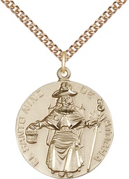[4268GF/24GF] 14kt Gold Filled Saint NiCB1o de Atocha Pendant on a 24 inch Gold Filled Heavy Curb chain