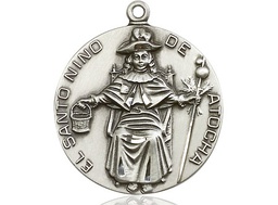 [4268SS] Sterling Silver Saint NiÃ±o de Atocha Medal