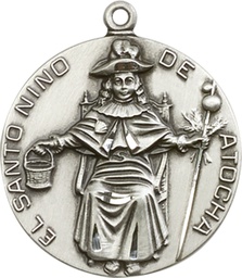 [4268SS] Sterling Silver Saint NiC_x0003_B1o de Atocha Medal