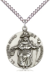 [4268SS/24SS] Sterling Silver Saint NiCB1o de Atocha Pendant on a 24 inch Sterling Silver Heavy Curb chain