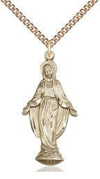 [4269GF/24GF] 14kt Gold Filled Miraculous Pendant on a 24 inch Gold Filled Heavy Curb chain