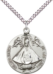 [4271SS/24SS] Sterling Silver Senora de Los Lagos Pendant on a 24 inch Sterling Silver Heavy Curb chain