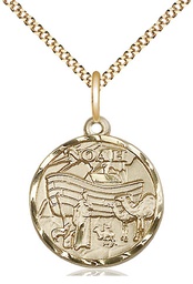[4274GF/18G] 14kt Gold Filled Noah Pendant on a 18 inch Gold Plate Light Curb chain