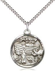 [4274SS/18S] Sterling Silver Noah Pendant on a 18 inch Light Rhodium Light Curb chain