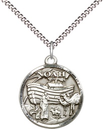 [4274SS/18S] Sterling Silver Noah Pendant on a 18 inch Light Rhodium Light Curb chain