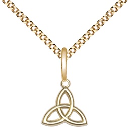 [5100GF/18G] 14kt Gold Filled Trinity Irish Knot Pendant on a 18 inch Gold Plate Light Curb chain