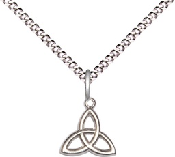 [5100SS/18S] Sterling Silver Trinity Irish Knot Pendant on a 18 inch Light Rhodium Light Curb chain