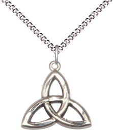 [5101SS/18S] Sterling Silver Trinity Irish Knot Pendant on a 18 inch Light Rhodium Light Curb chain