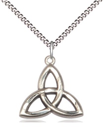 [5101SS/18S] Sterling Silver Trinity Irish Knot Pendant on a 18 inch Light Rhodium Light Curb chain