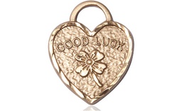 [5105GF] 14kt Gold Filled Good Luck Shamrock Heart Medal